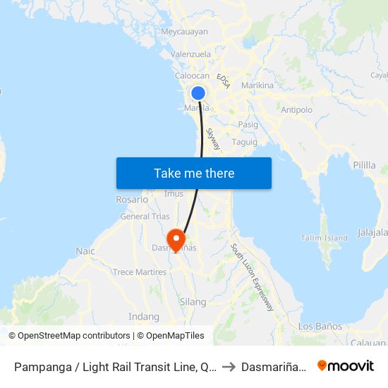 Pampanga / Light Rail Transit Line, Quezon City to Dasmariñas City map