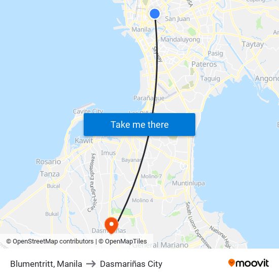 Blumentritt, Manila to Dasmariñas City map