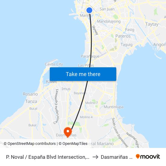 P. Noval / España Blvd Intersection, Manila to Dasmariñas City map