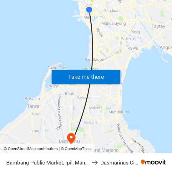 Bambang Public Market, Ipil, Manila to Dasmariñas City map