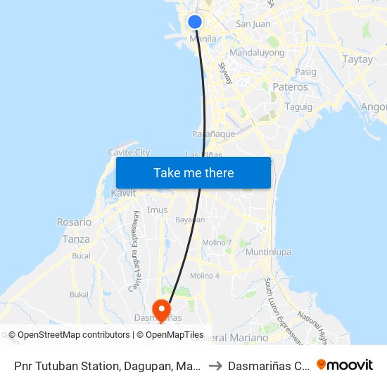 Pnr Tutuban Station, Dagupan, Manila to Dasmariñas City map