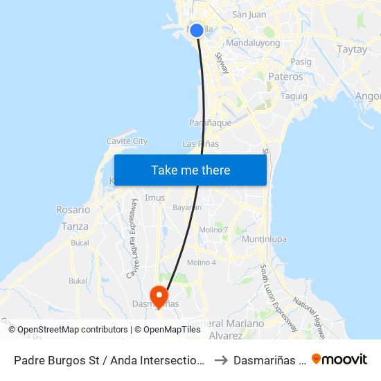 Padre Burgos St / Anda Intersection, Manila to Dasmariñas City map