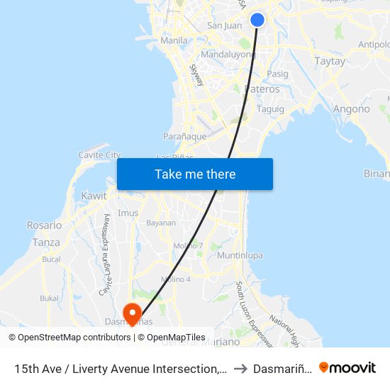 15th Ave / Liverty Avenue Intersection, Quezon City, Manila to Dasmariñas City map