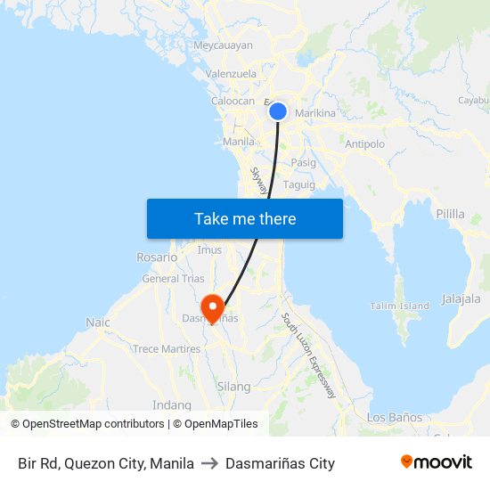 Bir Rd, Quezon City, Manila to Dasmariñas City map