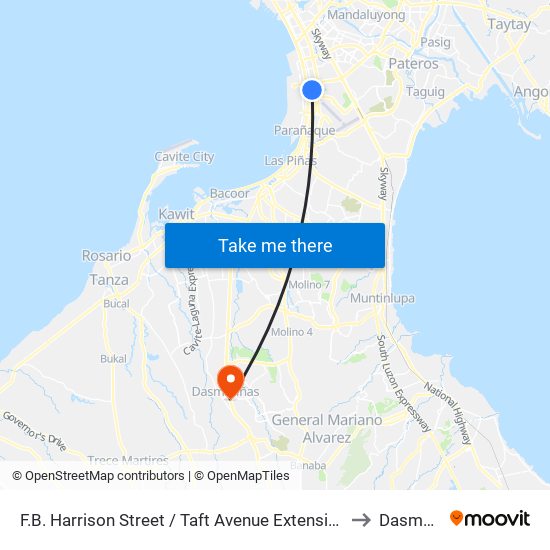 F.B. Harrison Street / Taft Avenue Extension Intersection, Lungsod Ng Pasay, Manila to Dasmariñas City map