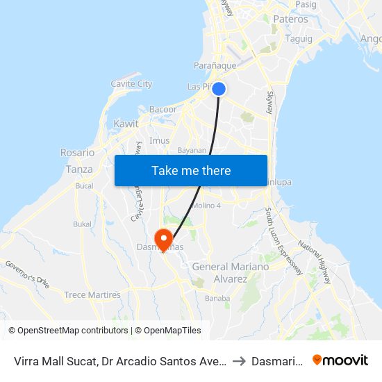 Virra Mall Sucat, Dr Arcadio Santos Ave, Parañaque City, Manila to Dasmariñas City map