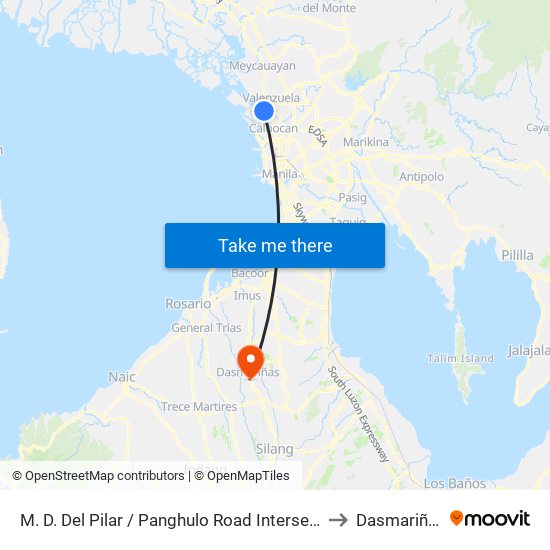 M. D. Del Pilar / Panghulo Road Intersection, Malabon City to Dasmariñas City map