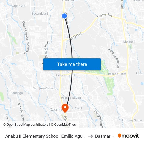 Anabu II Elementary School, Emilio Aguinaldo Hwy, Imus, Manila to Dasmariñas City map