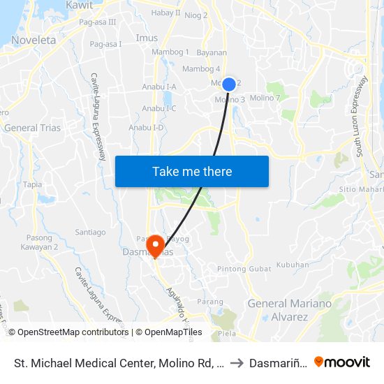 St. Michael Medical Center, Molino Rd, Bacoor City, Manila to Dasmariñas City map