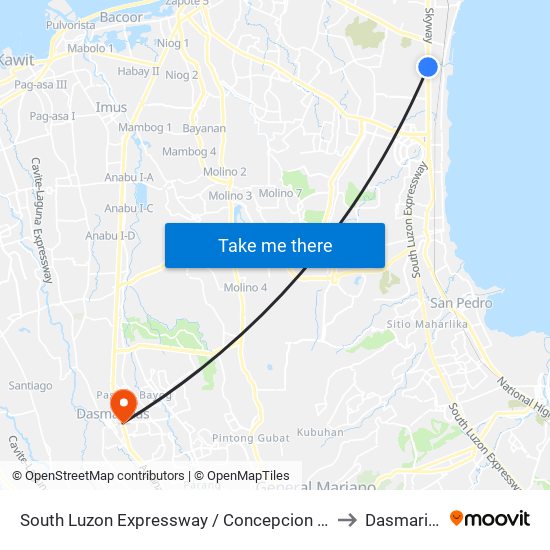 South Luzon Expressway / Concepcion St, Muntinlupa City, Manila to Dasmariñas City map