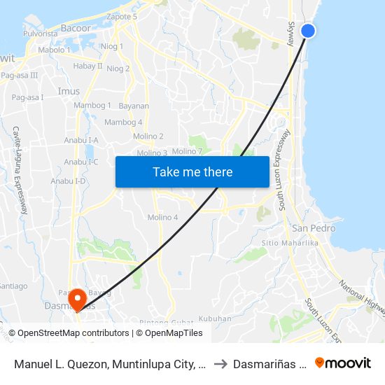 Manuel L. Quezon, Muntinlupa City, Manila to Dasmariñas City map