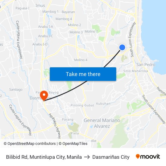 Bilibid Rd, Muntinlupa City, Manila to Dasmariñas City map