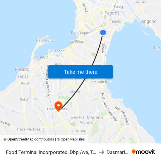 Food Terminal Incorporated, Dbp Ave, Taguig City, Manila, Manila to Dasmariñas City map
