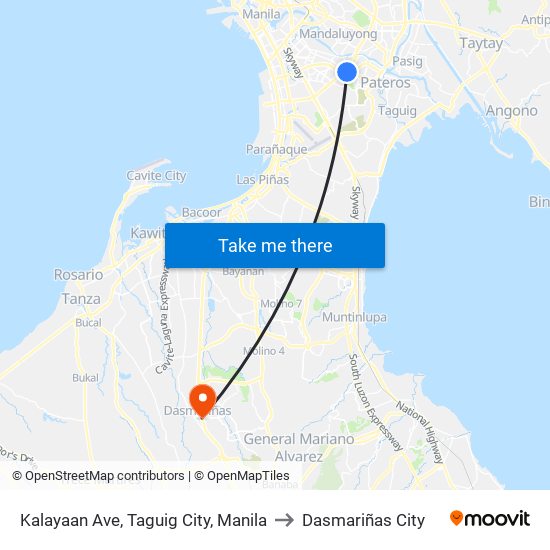 Kalayaan Ave, Taguig City, Manila to Dasmariñas City map