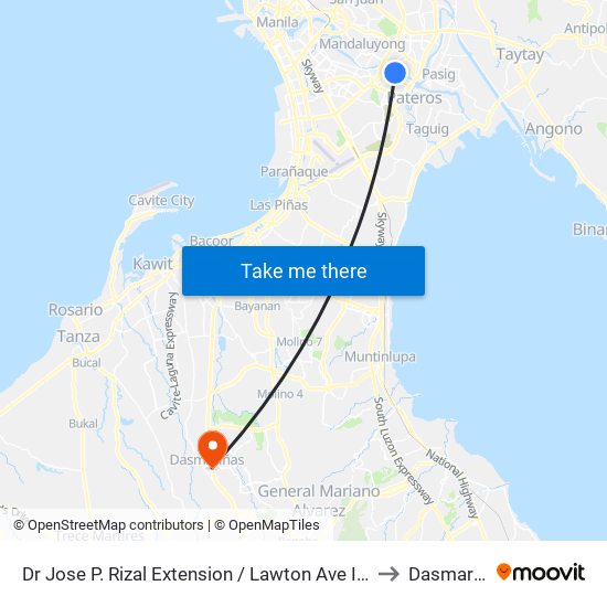 Dr Jose P. Rizal Extension / Lawton Ave Intersection, Makati City, Manila to Dasmariñas City map