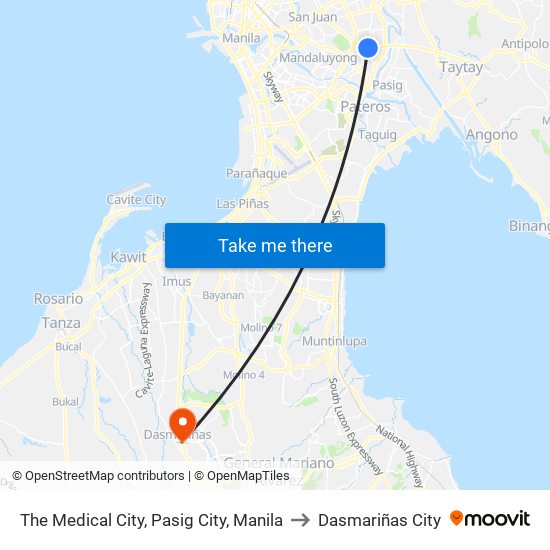 The Medical City, Pasig City, Manila to Dasmariñas City map