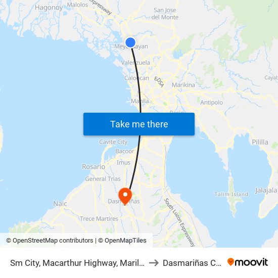 Sm City, Macarthur Highway, Marilao to Dasmariñas City map