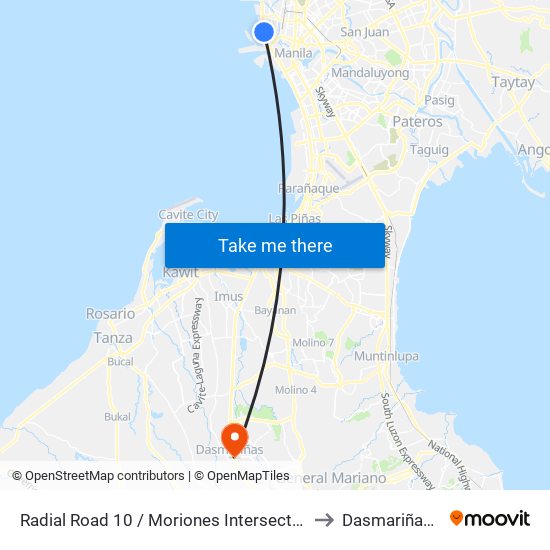 Radial Road 10 / Moriones Intersection, Manila to Dasmariñas City map