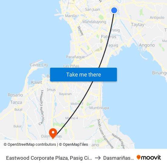 Eastwood Corporate Plaza, Pasig City, Manila to Dasmariñas City map