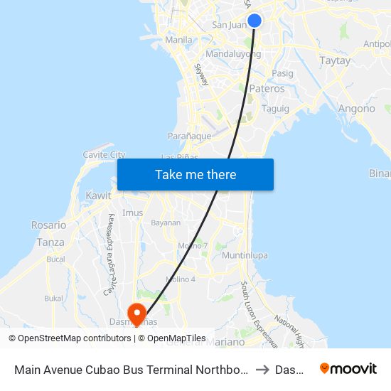 Main Avenue Cubao Bus Terminal Northbound, Edsa, Epifanio De Los Santos Av, Quezon City, Manila to Dasmariñas City map