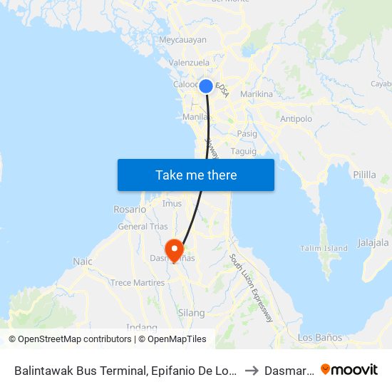 Balintawak Bus Terminal, Epifanio De Los Santos Ave, Quezon City, Manila to Dasmariñas City map