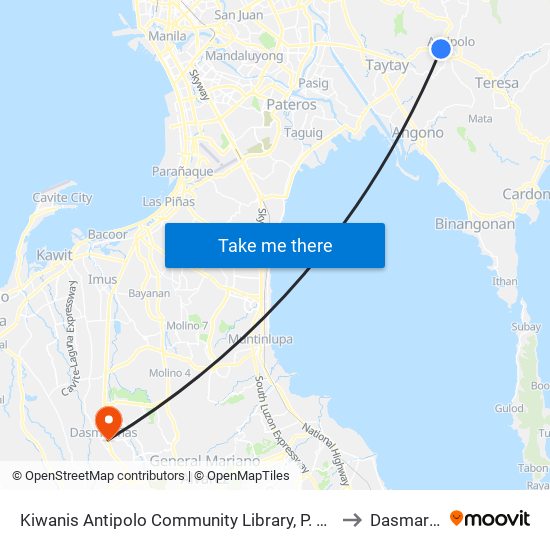 Kiwanis Antipolo Community Library, P. Oliveros St, Antipolo City, Manila to Dasmariñas City map