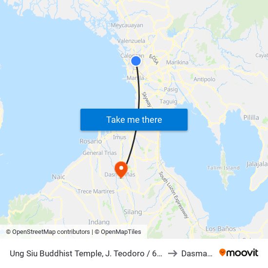 Ung Siu Buddhist Temple, J. Teodoro / 6th Ave West, Caloocan City, Manila to Dasmariñas City map