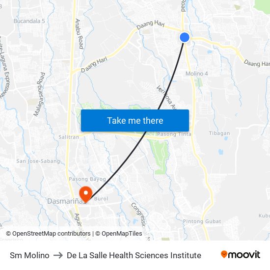 Sm Molino to De La Salle Health Sciences Institute map