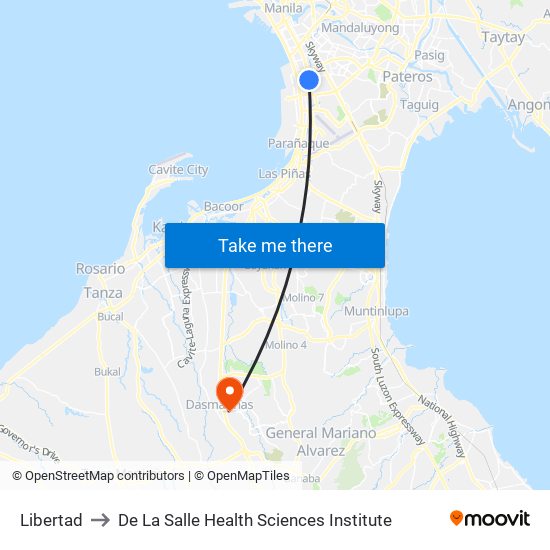 Libertad to De La Salle Health Sciences Institute map