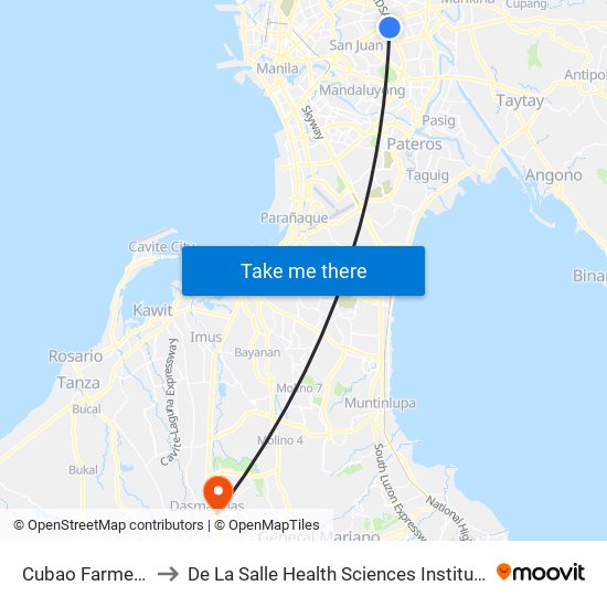 Cubao Farmers to De La Salle Health Sciences Institute map