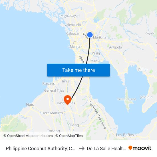 Philippine Coconut Authority, Commonwealth Avenue, Quezon City to De La Salle Health Sciences Institute map