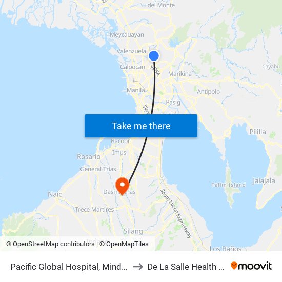 Pacific Global Hospital, Mindanao Avenue, Quezon City to De La Salle Health Sciences Institute map