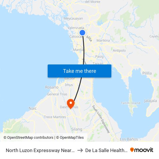 North Luzon Expressway Near Nlex Complex, Caloocan City to De La Salle Health Sciences Institute map