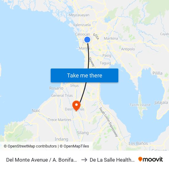 Del Monte Avenue / A. Bonifacio Intersection, Quezon City to De La Salle Health Sciences Institute map