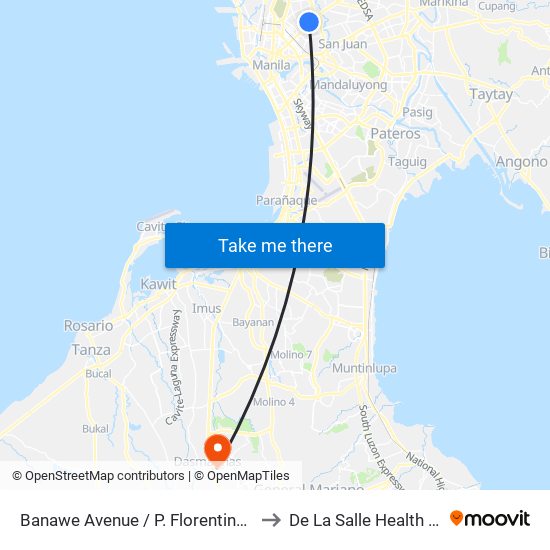 Banawe Avenue / P. Florentino Intersection, Quezon City to De La Salle Health Sciences Institute map