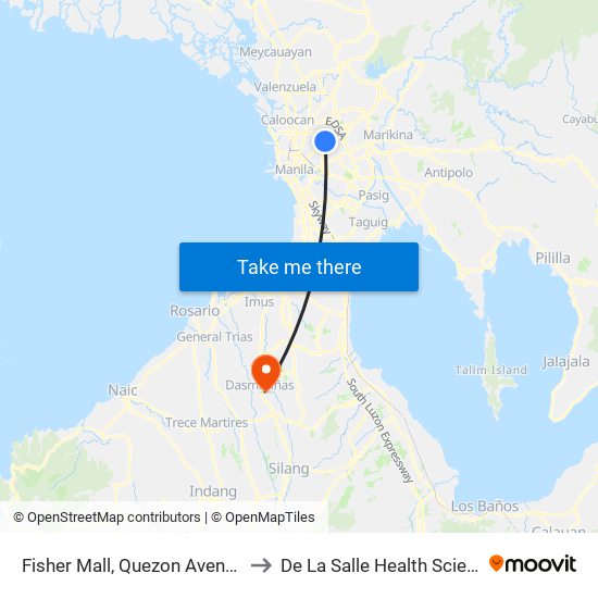 Fisher Mall, Quezon Avenue, Quezon City to De La Salle Health Sciences Institute map