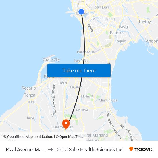 Rizal Avenue, Manila to De La Salle Health Sciences Institute map