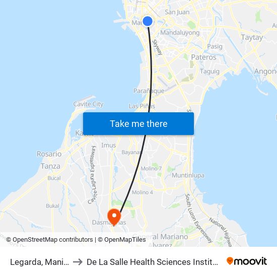 Legarda, Manila to De La Salle Health Sciences Institute map