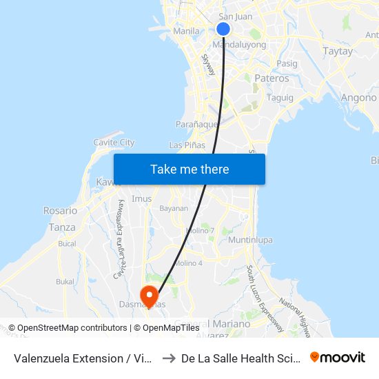 Valenzuela Extension / Victorio Mapa Blvd to De La Salle Health Sciences Institute map