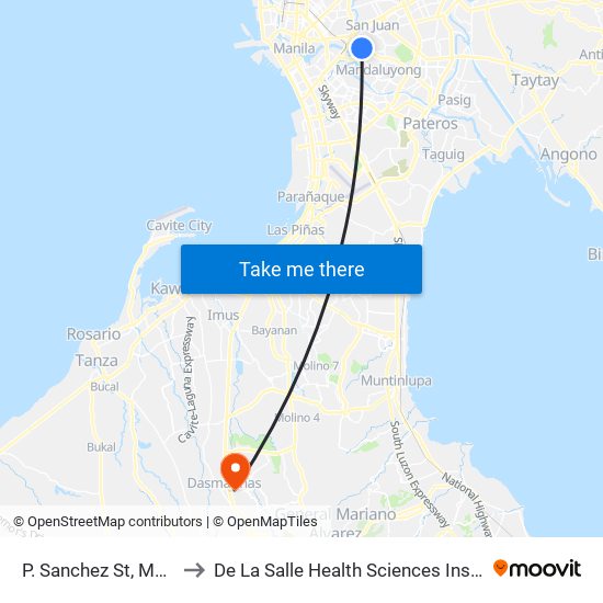 P. Sanchez St, Manila to De La Salle Health Sciences Institute map