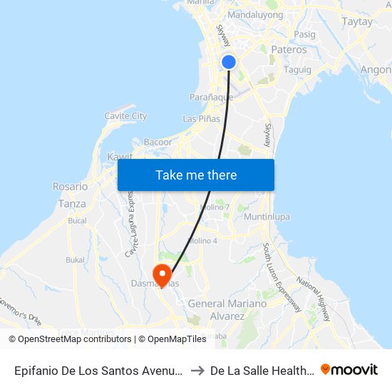 Epifanio De Los Santos Avenue, Lungsod Ng Makati, Manila to De La Salle Health Sciences Institute map