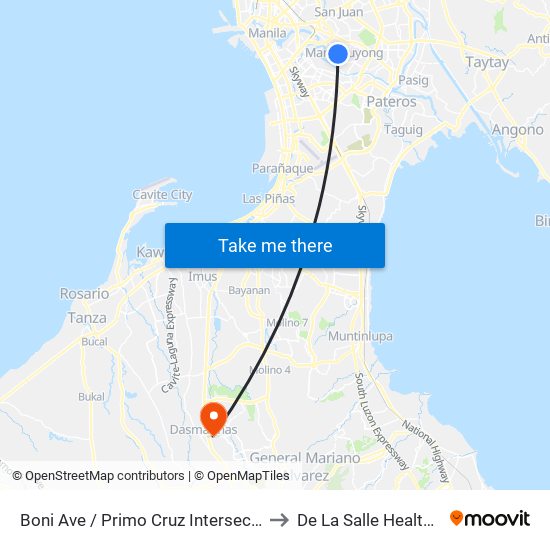 Boni Ave / Primo Cruz Intersection, Mandaluyong City, Manila to De La Salle Health Sciences Institute map