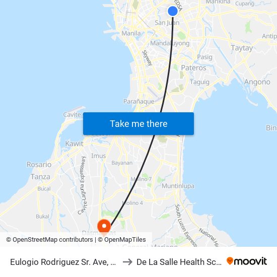 Eulogio Rodriguez Sr. Ave, Quezon City, Manila to De La Salle Health Sciences Institute map