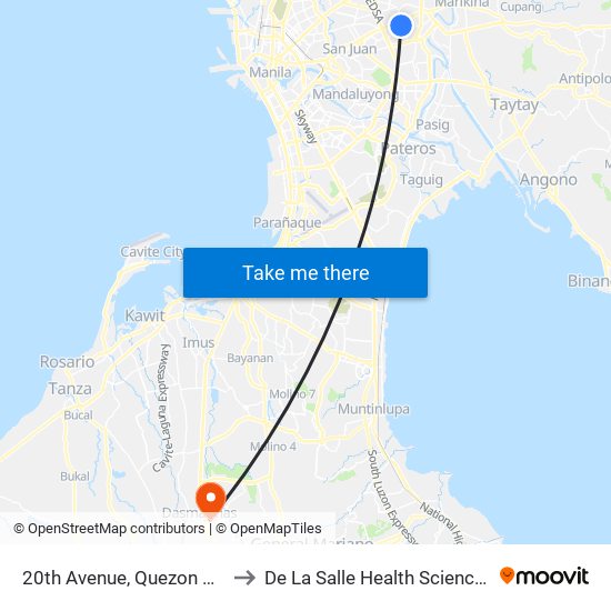 20th Avenue, Quezon City, Manila to De La Salle Health Sciences Institute map