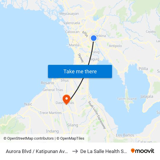 Aurora Blvd / Katipunan Ave, Quezon City, Manila to De La Salle Health Sciences Institute map