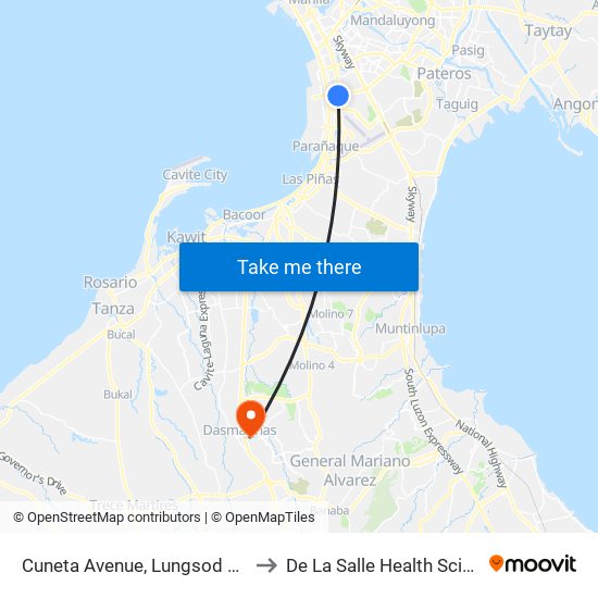 Cuneta Avenue, Lungsod Ng Pasay, Manila to De La Salle Health Sciences Institute map