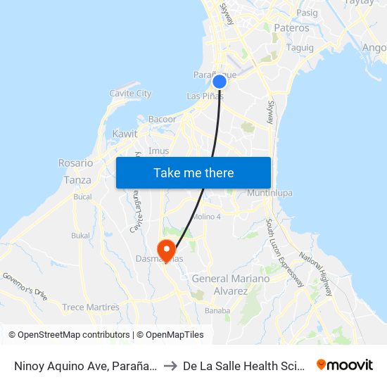 Ninoy Aquino Ave, Parañaque City, Manila to De La Salle Health Sciences Institute map