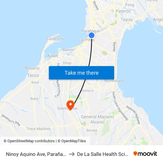 Ninoy Aquino Ave, Parañaque City, Manila to De La Salle Health Sciences Institute map