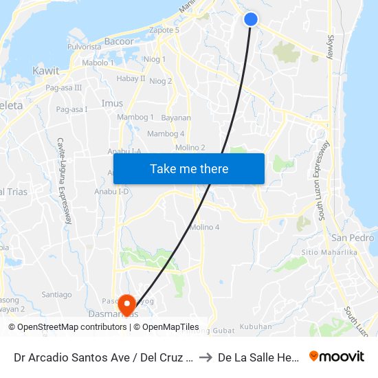 Dr Arcadio Santos Ave / Del Cruz Comp. Intersection, Parañaque City, Manila to De La Salle Health Sciences Institute map