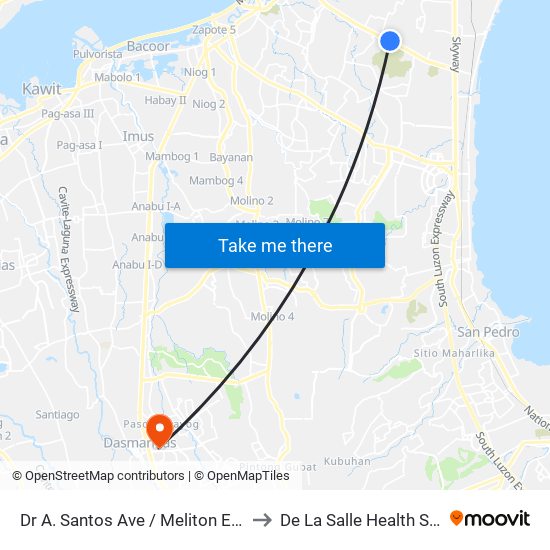 Dr A. Santos Ave / Meliton Espiritu, Parañaque City to De La Salle Health Sciences Institute map